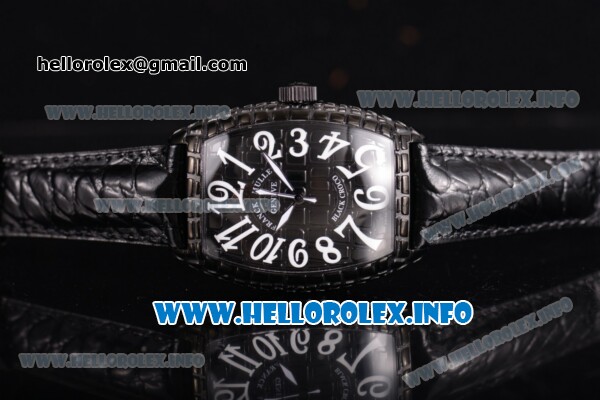 Franck Muller Black Croco Asia 2813 Automatic PVD Case wtih White Arabic Numeral Markers and Black Dial (BP) - Click Image to Close